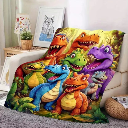 Cute Smiling Dinosaurs HD Digital Print Flannel