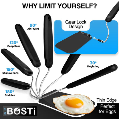 Spatula With Adjustable Angles🍽️ — A must have kitchen gadget👨‍🍳🍴Includes 2 Spatula heads made from PPSU - BPA/BPS and PFAS free. Non-Toxic🛡